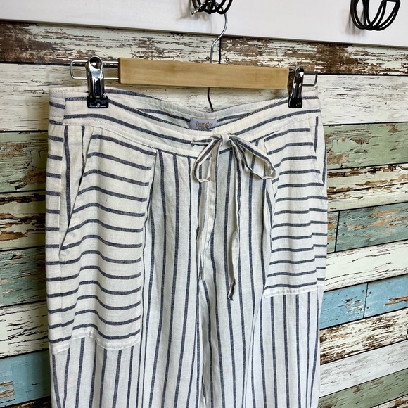 Women’s Laundry by Shelli Segal Pinstripe Linen Blend Straight Leg Pants Size 4 - Picture 3 of 5